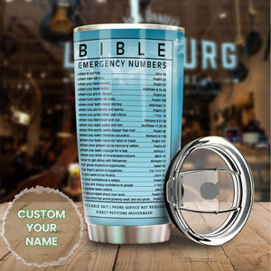 Camellia Personalized Sunflower Bible Emergency Numbers Stainless Steel Tumbler - Customized Double-Walled Insulation Travel Thermal Cup With Lid