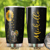 Camellia Personalized Cute Elephant And Sunflower Stainless Steel Tumbler-Double-Walled Insulated Cup With Lid Travel Mug