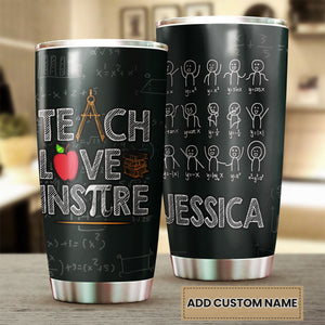Camellia Personalized Teach Love Inspire Stainless Steel Tumbler-Sweat-Proof Double Wall Cup With Lid Gift For Math Teacher