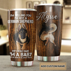 Camellia Persionalized 3D German Shepherd Stainless Steel Tumbler - Customized Double - Walled Insulation Travel Thermal Cup With Lid Gift For Dog Mom