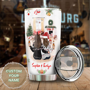 Camellia Personalized Best Friend In Christmas Stainless Steel Tumbler - Double-Walled Insulation Vacumm Flask - Gift For Christmas, Thanksgiving