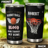 Camellia Persionalized 3D Basketball Blood Runs Through My Veins Stainless Steel Tumbler - Customized Double - Walled Insulation Travel Thermal Cup With Lid Gift For Basketball Player