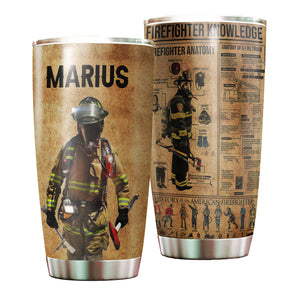 Camellia Personalized Firefighter Knowledge Stainless Steel Tumbler-Double-Walled Insulation Gift For Firefighter Fireman 01