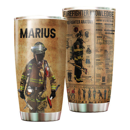 Camellia Personalized Firefighter Knowledge Stainless Steel Tumbler-Double-Walled Insulation Gift For Firefighter Fireman 01