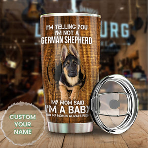 Camellia Persionalized 3D German Shepherd Stainless Steel Tumbler - Customized Double - Walled Insulation Travel Thermal Cup With Lid Gift For Dog Mom