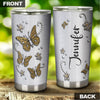 Camellia Personalized Butterfly Jewelry Metal Style Yellow Stainless Steel Tumbler - Double-Walled Insulation Vacumm Flask - For Thanksgiving, Memorial Day, Christians, Christmas Gift
