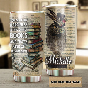 Camellia Personalized You Can't Buy Happiness But You Can Buy Book Stainless Steel Tumbler - Double-Walled Insulation Vacumm Flask - Gift For Book Lovers, Nerd, International Book Day
