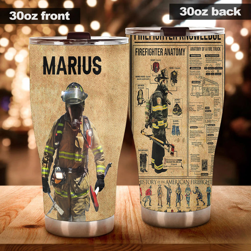 Camellia Personalized Firefighter Knowledge Stainless Steel Tumbler-Double-Walled Insulation Gift For Firefighter Fireman 01