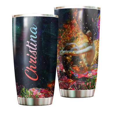 Camellia Persionalized Mermaid Coral  Stainless Steel Tumbler - Customized Double - Walled Insulation Travel Thermal Cup With Lid