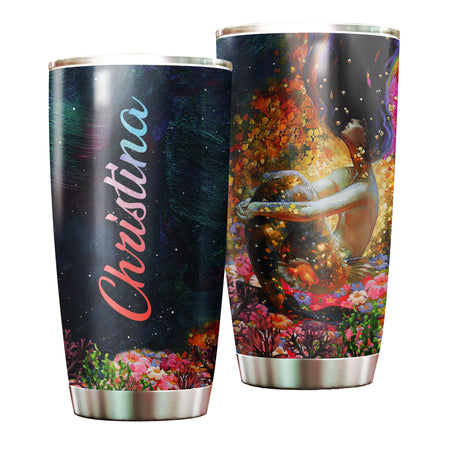 Camellia Persionalized Mermaid Coral  Stainless Steel Tumbler - Customized Double - Walled Insulation Travel Thermal Cup With Lid