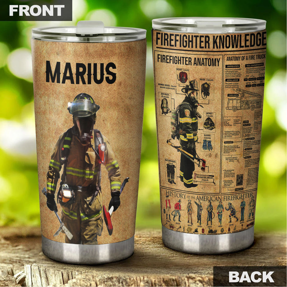 Camellia Personalized Firefighter Knowledge Stainless Steel Tumbler-Double-Walled Insulation Gift For Firefighter Fireman 01
