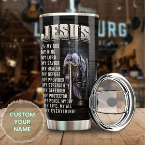 Camellia Persionalized 3D Jesus My Everything Stainless Steel Tumbler - Customized Double - Walled Insulation Thermal Cup With Lid Gift For Christian