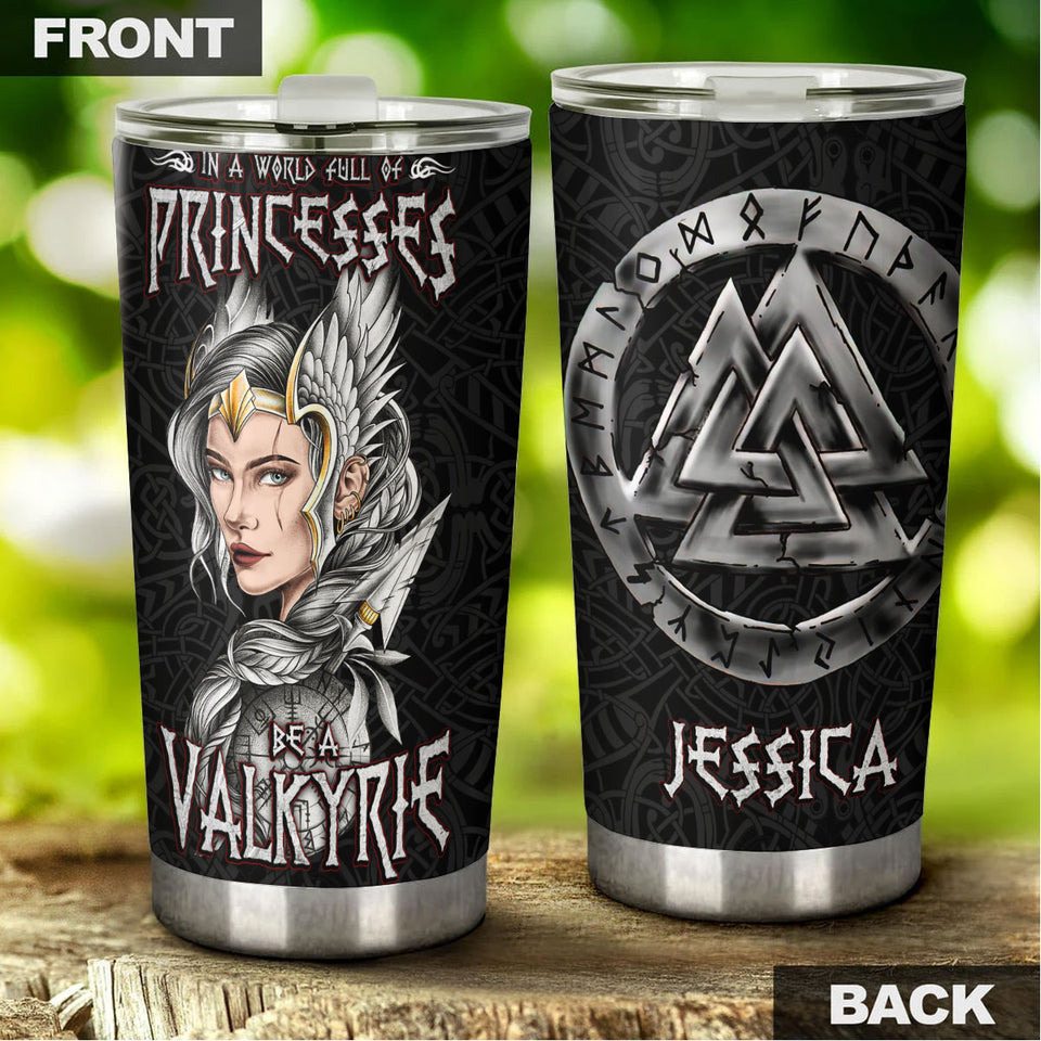 Camellia Personalized Be A Valkyrie Stainless Steel Tumbler - Double-Walled Insulation Vacumm Flask - Gift For Myth Lovers, Valkyrie Fans