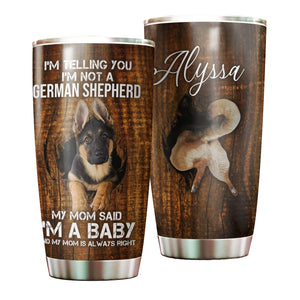 Camellia Persionalized 3D German Shepherd Stainless Steel Tumbler - Customized Double - Walled Insulation Travel Thermal Cup With Lid Gift For Dog Mom