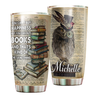 Camellia Personalized You Can't Buy Happiness But You Can Buy Book Stainless Steel Tumbler - Double-Walled Insulation Vacumm Flask - Gift For Book Lovers, Nerd, International Book Day