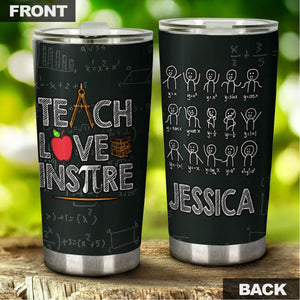 Camellia Personalized Teach Love Inspire Stainless Steel Tumbler-Sweat-Proof Double Wall Cup With Lid Gift For Math Teacher