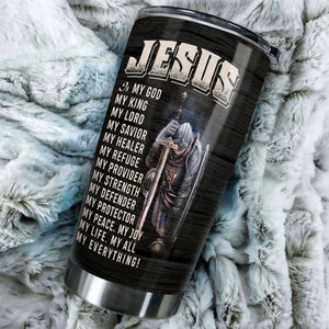 Camellia Persionalized 3D Jesus My Everything Stainless Steel Tumbler - Customized Double - Walled Insulation Thermal Cup With Lid Gift For Christian