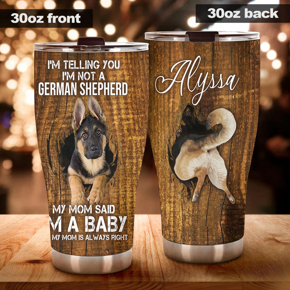 Camellia Persionalized 3D German Shepherd Stainless Steel Tumbler - Customized Double - Walled Insulation Travel Thermal Cup With Lid Gift For Dog Mom