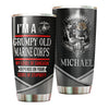 Camellia Personalized 3D Im A Grumpy Old Marine Corps Stainless Steel Tumbler - Customized Double-Walled Insulation Travel Thermal Cup With Lid