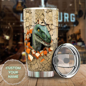 Camellia Personalized 3D Dinosaur Stainless Steel Tumbler - Customized Double-Walled Insulation Travel Thermal Cup With Lid Gift For Dinosaur Lover
