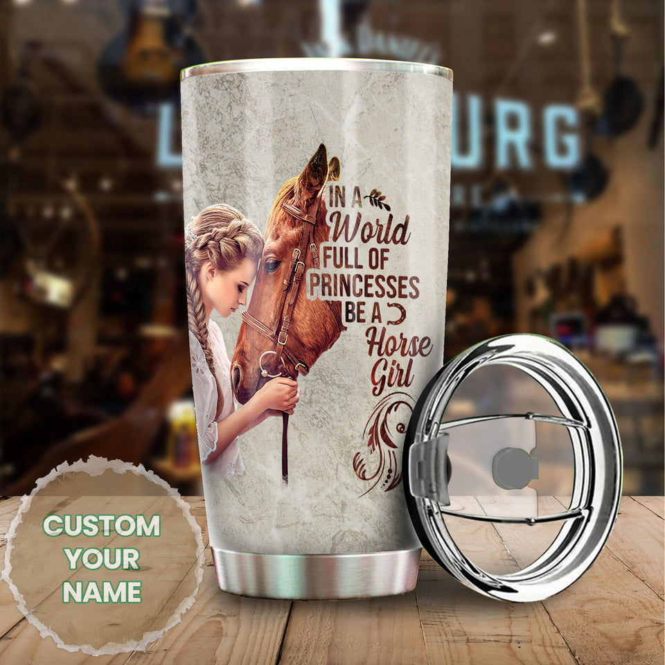 Camellia Personalized Horse Girl Stainless Steel Tumbler - Double-Walled Insulation Vacumm Flask - Gift For Horse Lovers, Cowgirls, Cowboys, Perfect Christmas, Thanksgiving Gift 02