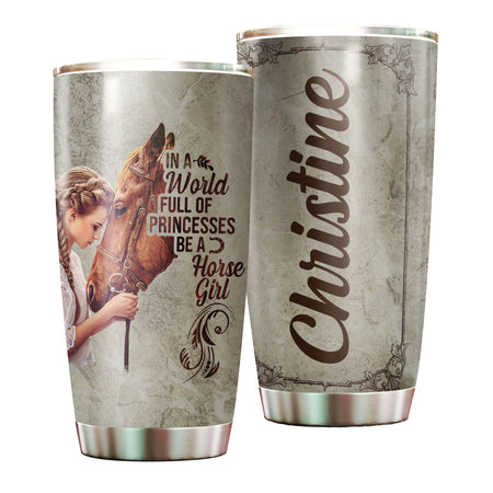 Camellia Personalized Horse Girl Stainless Steel Tumbler - Double-Walled Insulation Vacumm Flask - Gift For Horse Lovers, Cowgirls, Cowboys, Perfect Christmas, Thanksgiving Gift 02