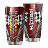 Camellia Personalized Drag Racing Stainless Steel Tumbler - Customized Double-Walled Insulation Travel Thermal Cup With Lid Gift For Racer