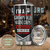 Camellia Personalized 3D Im A Grumpy Old Marine Corps Stainless Steel Tumbler - Customized Double-Walled Insulation Travel Thermal Cup With Lid