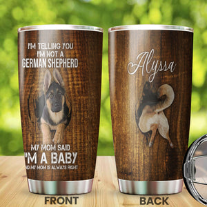 Camellia Persionalized 3D German Shepherd Stainless Steel Tumbler - Customized Double - Walled Insulation Travel Thermal Cup With Lid Gift For Dog Mom