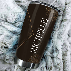 Camellia Personalized Native American Mandala Pattern Stainless Steel Tumbler-Double-Walled Insulation Travel Cup With Lid