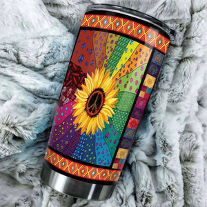 Camellia Personalized Hippie Sunflower Stainless Steel Tumbler-Double-Walled Insulation Travel Cup With Lid 01