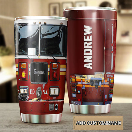 Camellia Personalized Fire Truck Head Stainless Steel Tumbler- Double-Walled Insulation Gift For Truck Driver