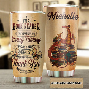 Camellia Personalized I'm A Book Reader Stainless Steel Tumbler - Double-Walled Insulation Vacumm Flask - Gift For Book Lovers, Nerd, International Book Day