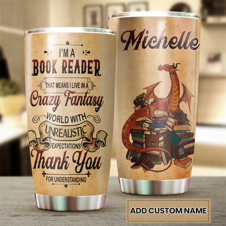 Camellia Personalized I'm A Book Reader Stainless Steel Tumbler - Double-Walled Insulation Vacumm Flask - Gift For Book Lovers, Nerd, International Book Day