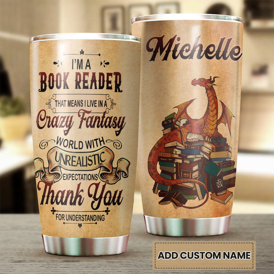 Camellia Personalized I'm A Book Reader Stainless Steel Tumbler - Double-Walled Insulation Vacumm Flask - Gift For Book Lovers, Nerd, International Book Day