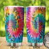 Camellia Personalized Butterfly Tie Dye Hippie Stainless Steel Tumbler - Double-Walled Insulation Vacumm Flask - For Thanksgiving, Memorial Day, Christians, Christmas Gift