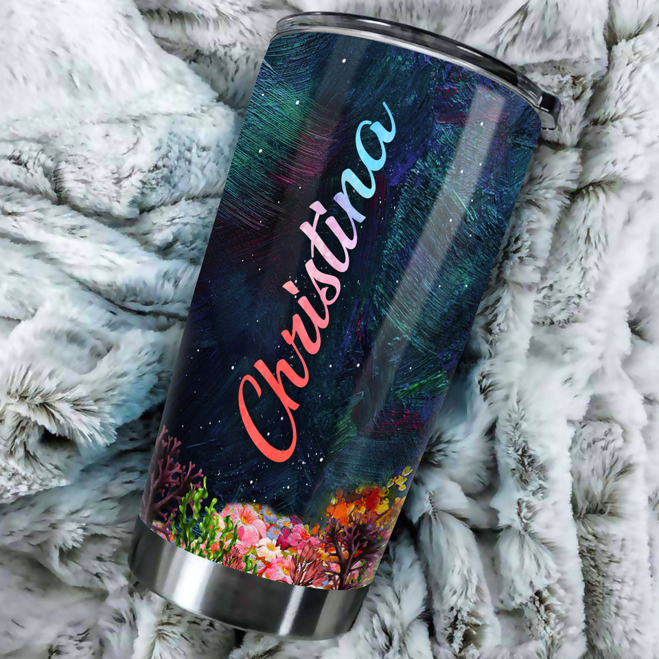 Camellia Persionalized Mermaid Coral  Stainless Steel Tumbler - Customized Double - Walled Insulation Travel Thermal Cup With Lid