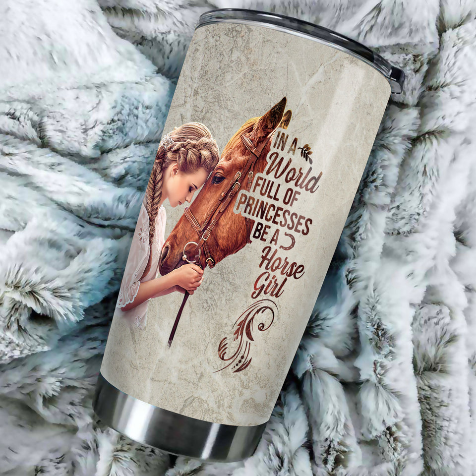 Camellia Personalized Horse Girl Stainless Steel Tumbler - Double-Walled Insulation Vacumm Flask - Gift For Horse Lovers, Cowgirls, Cowboys, Perfect Christmas, Thanksgiving Gift 02