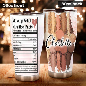 Camellia Personalized Make Up Artist Nutrition Facts Style Stainless Steel Tumbler-Double-Walled Insulation  Cup With Lid Gift For Make Up Artist