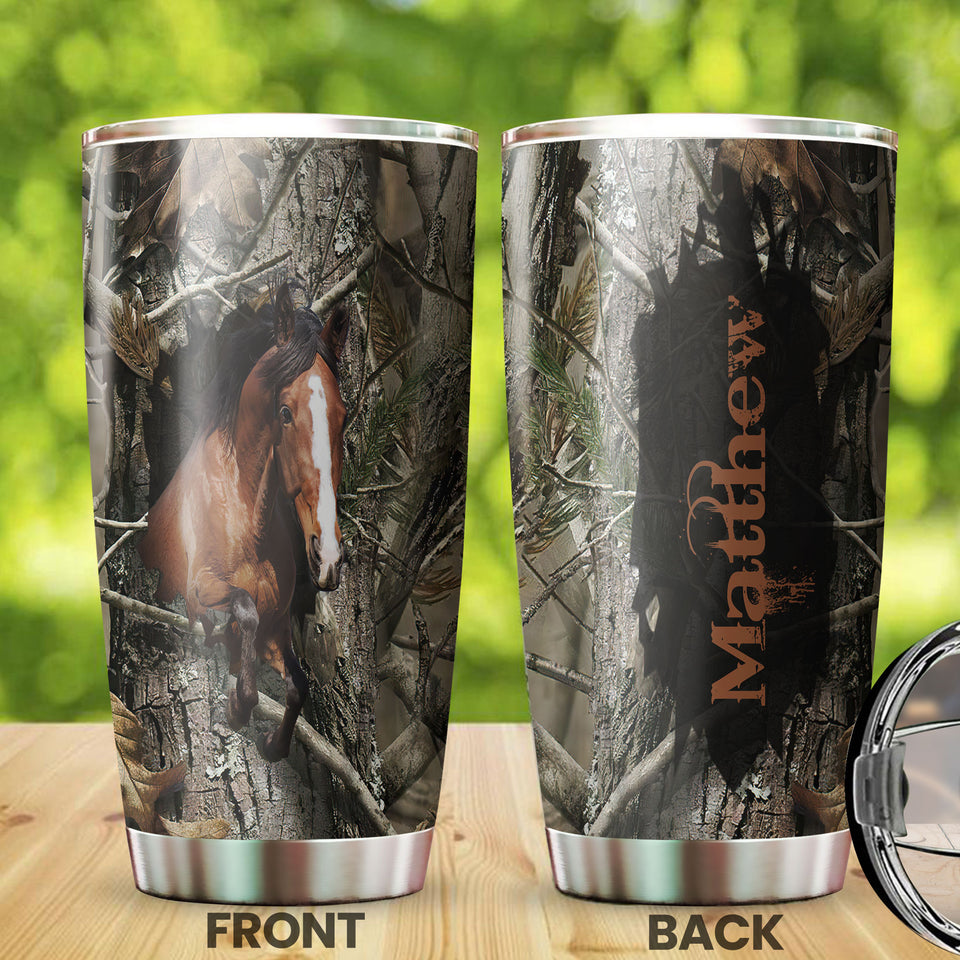 Camellia Personalized Horse Gifts Stainless Steel Tumbler - Double-Walled Insulation Vacumm Flask - Gift For Horse Lovers, Cowgirls, Cowboys, Perfect Christmas, Thanksgiving Gift
