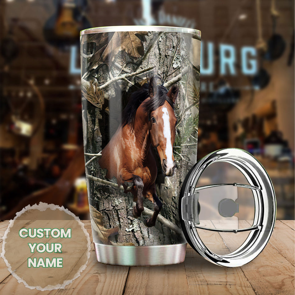 Camellia Personalized Horse Gifts Stainless Steel Tumbler - Double-Walled Insulation Vacumm Flask - Gift For Horse Lovers, Cowgirls, Cowboys, Perfect Christmas, Thanksgiving Gift