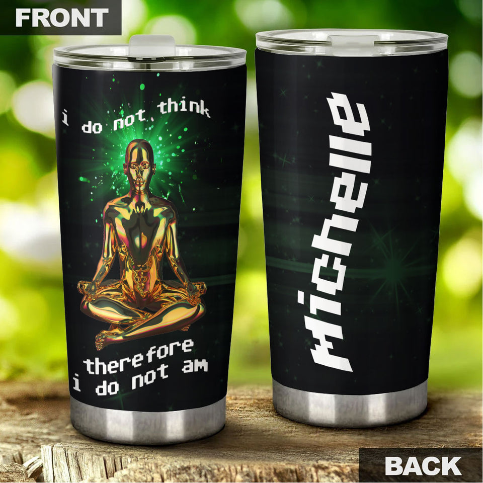 Camellia Persionalized 3D Meditation Stainless Steel Tumbler - Customized Double - Walled Insulation Thermal Cup With Lid Gift For Meditator Yoga Lover