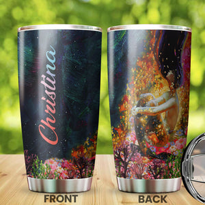 Camellia Persionalized Mermaid Coral  Stainless Steel Tumbler - Customized Double - Walled Insulation Travel Thermal Cup With Lid