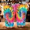 Camellia Personalized Butterfly Tie Dye Hippie Stainless Steel Tumbler - Double-Walled Insulation Vacumm Flask - For Thanksgiving, Memorial Day, Christians, Christmas Gift