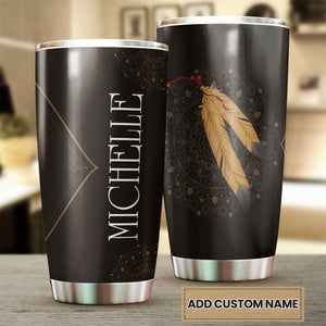 Camellia Personalized Native American Mandala Pattern Stainless Steel Tumbler-Double-Walled Insulation Travel Cup With Lid