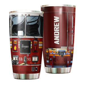 Camellia Personalized Fire Truck Head Stainless Steel Tumbler- Double-Walled Insulation Gift For Truck Driver