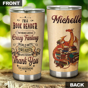 Camellia Personalized I'm A Book Reader Stainless Steel Tumbler - Double-Walled Insulation Vacumm Flask - Gift For Book Lovers, Nerd, International Book Day