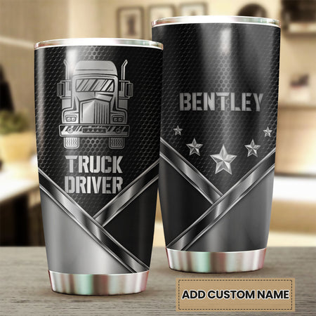 Camellia Personalized Truck Driver Stainless Steel Tumbler-Double-Walled Insulation Cup With Lid Gift For Trucker