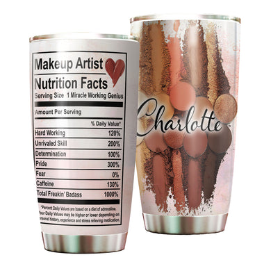 Camellia Personalized Make Up Artist Nutrition Facts Style Stainless Steel Tumbler-Double-Walled Insulation  Cup With Lid Gift For Make Up Artist