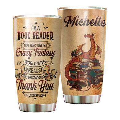 Camellia Personalized I'm A Book Reader Stainless Steel Tumbler - Double-Walled Insulation Vacumm Flask - Gift For Book Lovers, Nerd, International Book Day